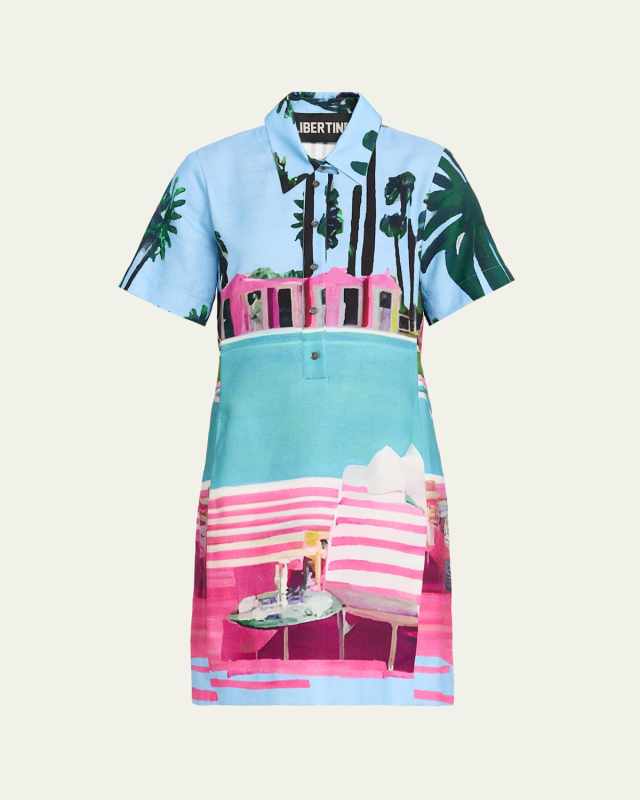 Poolside Preppy Short-Sleeve Mini Polo Dress